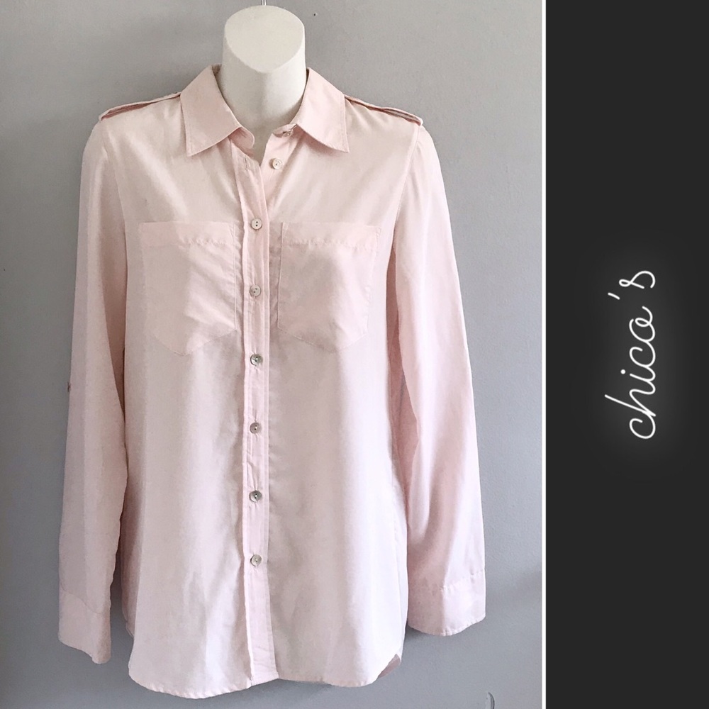 Chico’s Button Down Blouse in a Light Pink • 00